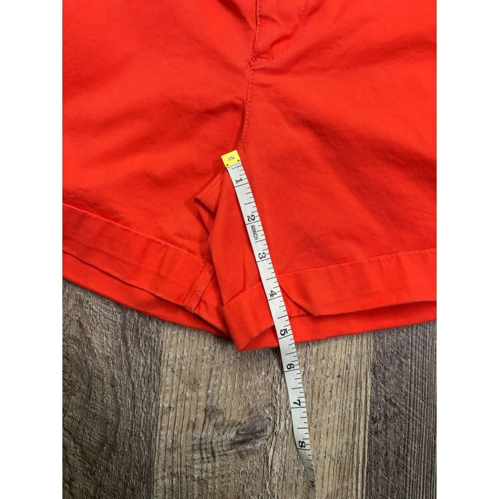 Banana Republic Womens Cuffed Chino Shorts Orange Red Size 0 Cotton Stretch‎